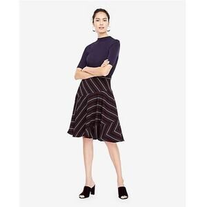 NWT Ann Taylor Multi-Directional Striped Chiffon Midi Swing Skirt Size 16